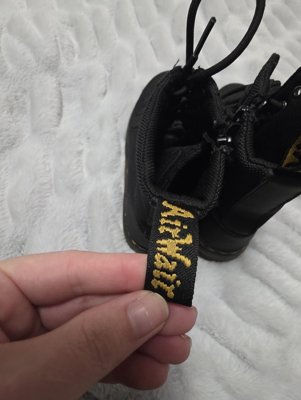 Dr Martens big kid size 2 black canvas Combs Junior lace up combat boots Unisex - Picture 14 of 16